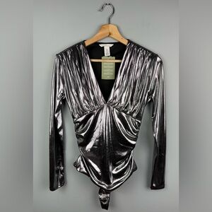 H&M Metallic Silver Bodysuit